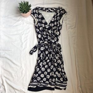 Eliza J Navy/White polka-dot wrap dress